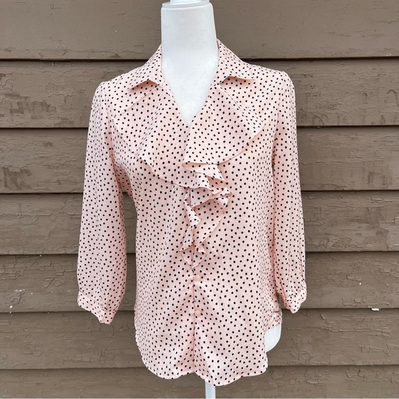 Karl Lagerfeld Tops - Karl Lagerfeld Paris polka dot ruffle top!